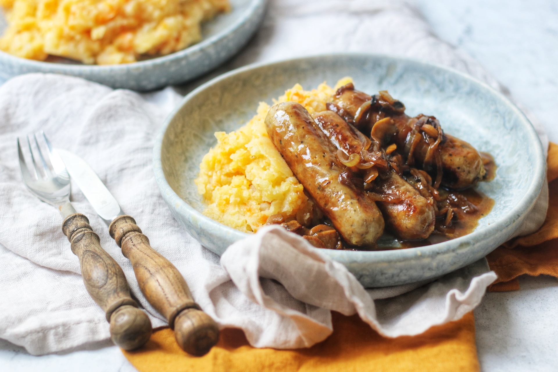Sticky Sausages with Caramelised Onions