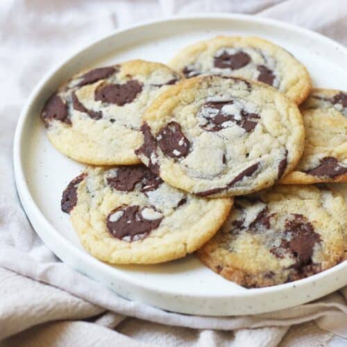 Vegan Chocolate Chip Cookies on a plate