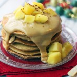 Christmas morning tastes better with Cinnamon and Apples Pancakes with Caramel Sauce from Supper in the Suburbs