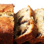 The Ultimate Chocolate Chip Banana Bread cut into thick slices.