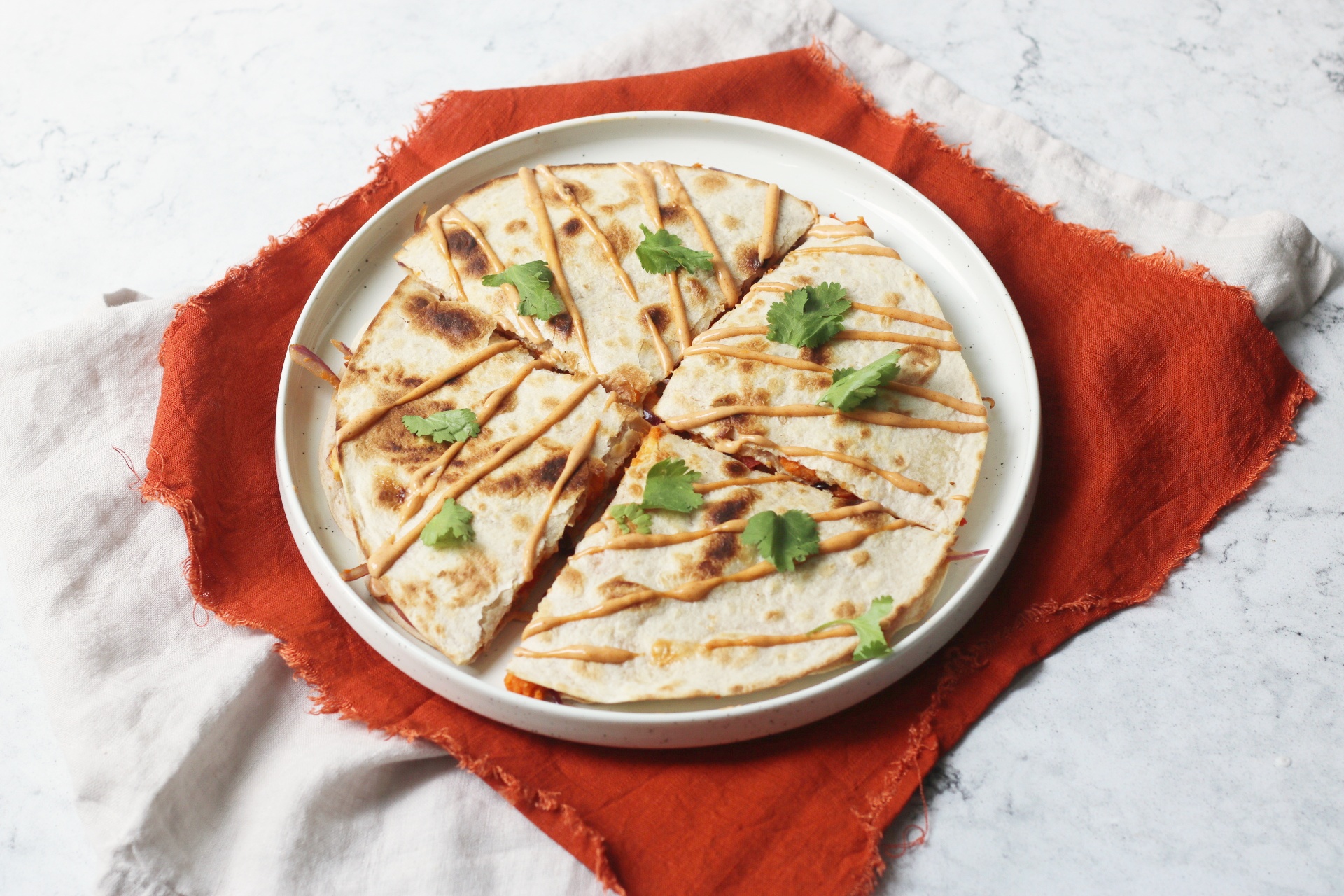 Roasted Red Pepper and Sweet Potato Quesadillas