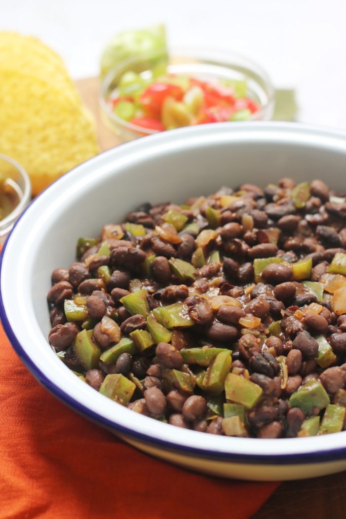 Slow cooked black beans perfect for tacos