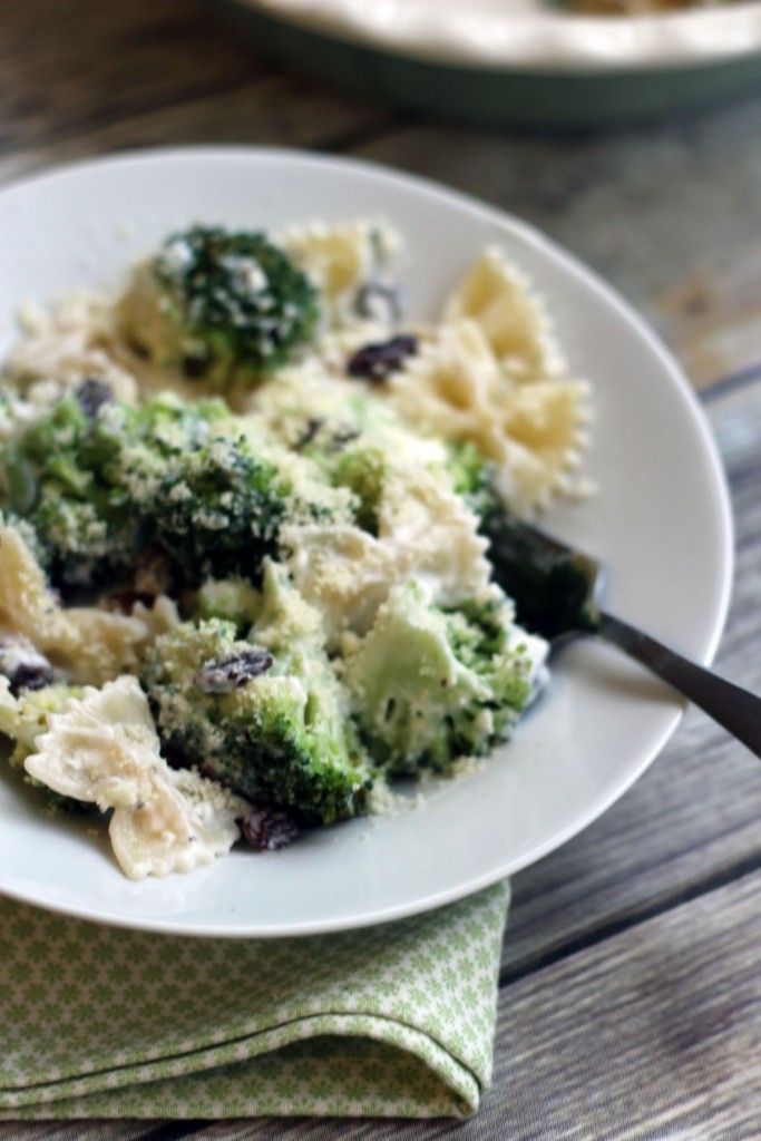 Dig in to this Broccoli and Raisin Pasta Salad from Supper in the suburbs