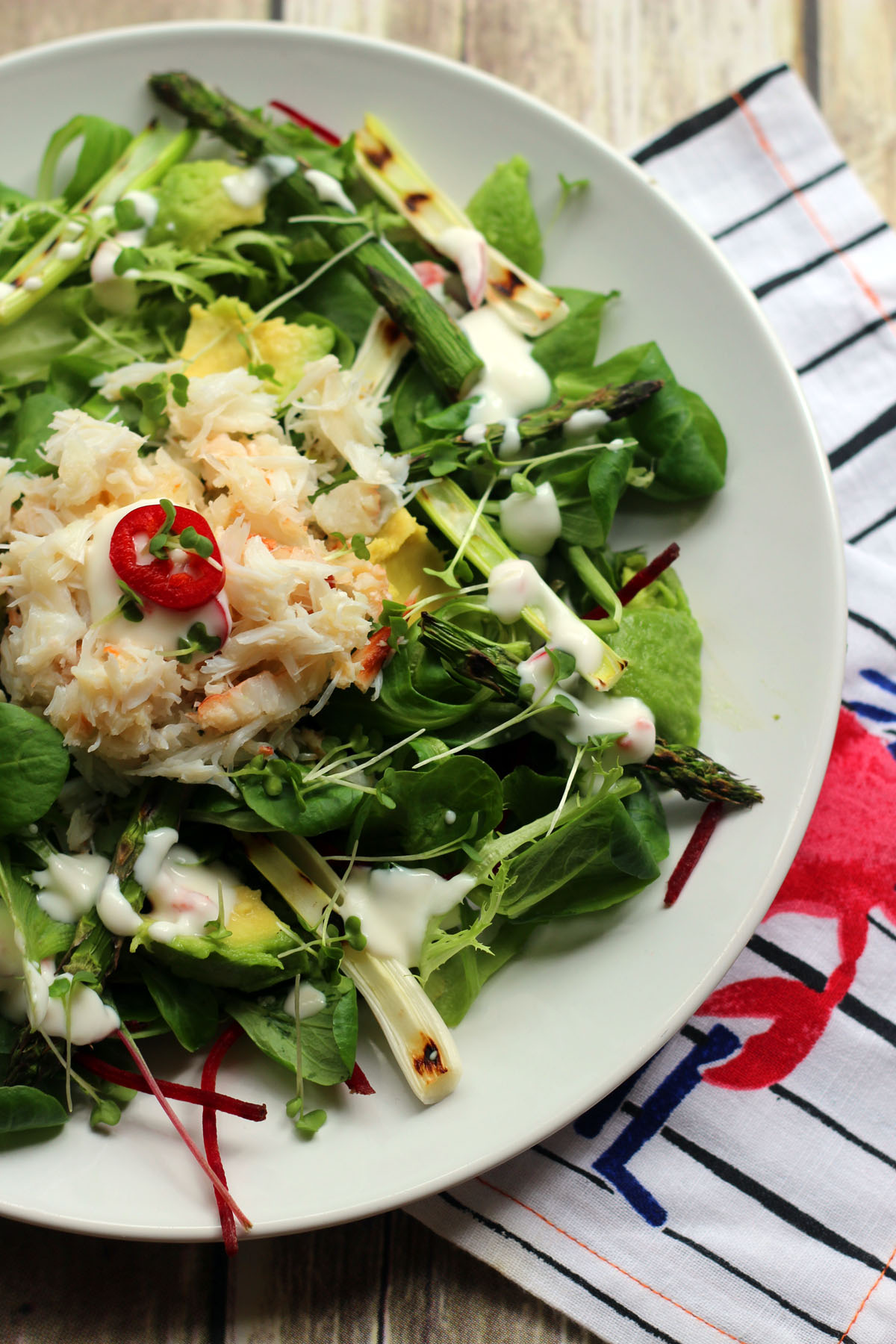 Crab and Avocado Salad with Lemon Yoghurt Dressing