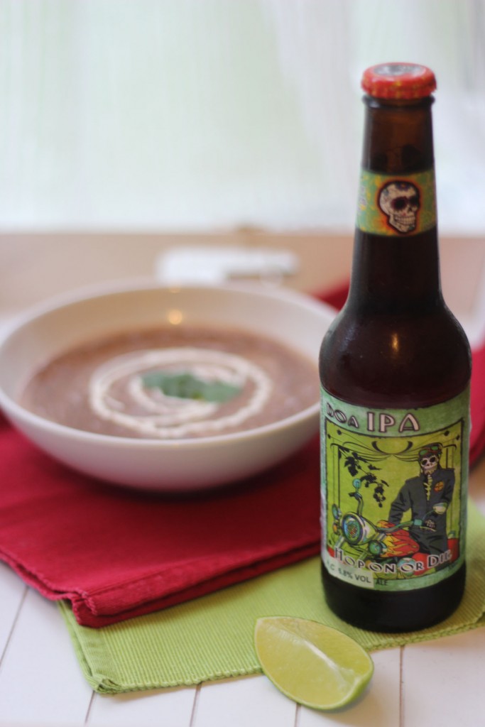 Mexican IPA with spicy black bean soup from Supper in the Suburbs