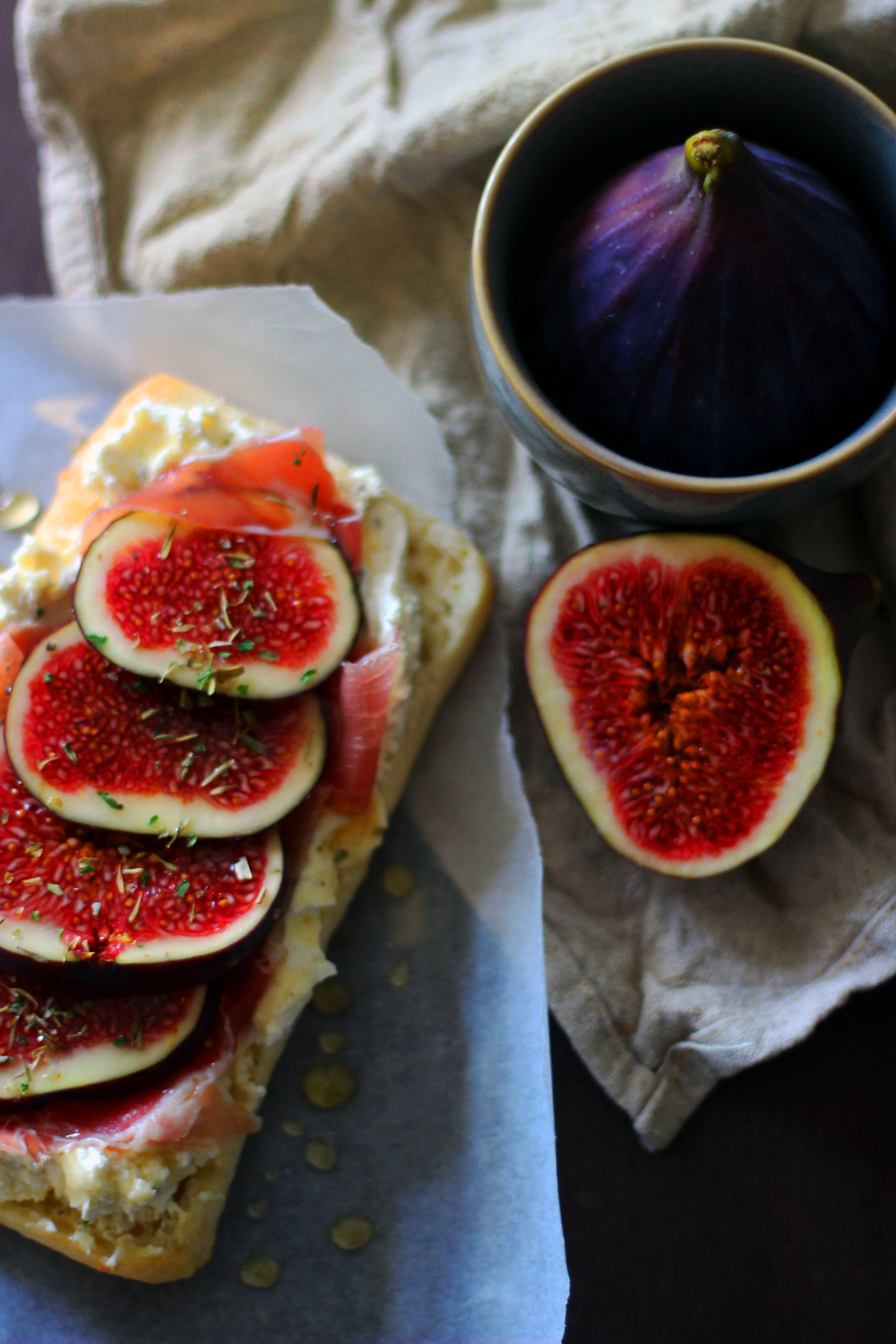 Fig and Prosciutto Sandwiches with Whipped Cheese and Honey