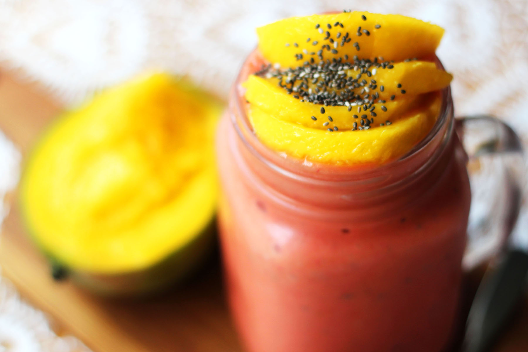 Raspberry and Mango Smoothie with Chia Seeds