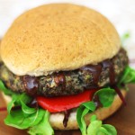 This BBQ Portobello Mushroom and Black Bean Burger has real bite you'd never know its 100 per cent meat free Find the recipe at Supper in the Suburbs