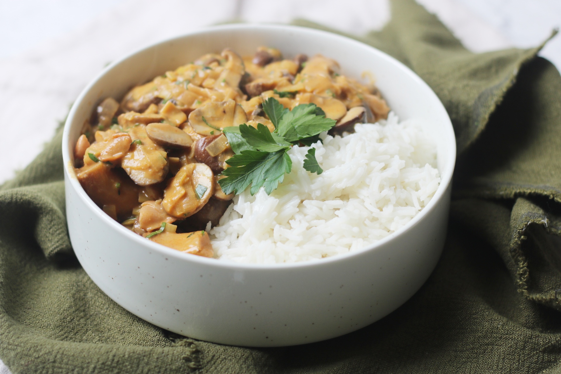 Vegan Chestnut and Mushroom Stroganoff