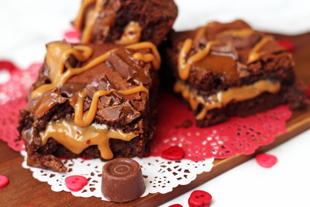 These Rolo Stuffed Brownies are dripping with caramel a really decadent pud to share with a loved one