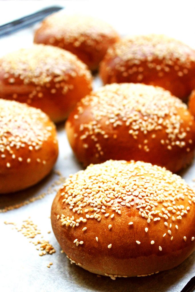 Learn how to make fresh sesame seed topped brioche buns at home. They are perfect for your next burger night or BBQ!
