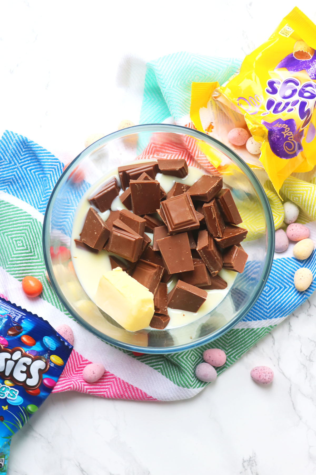 This Easter Fudge is incredibly easy to make in the microwave with just butter, condensed milk and chocolate