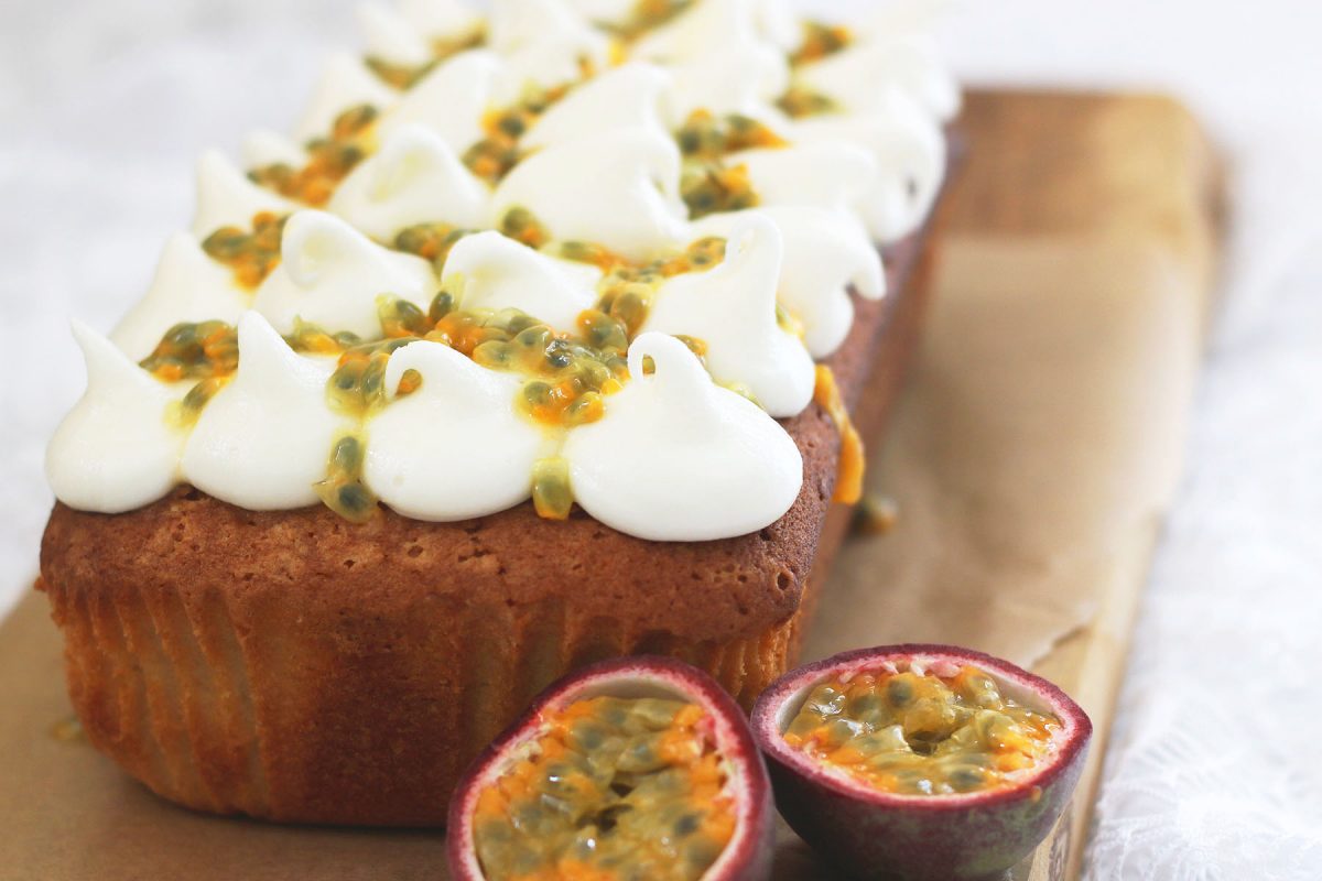 Coconut Loaf Cake with Passion Fruit Drizzle