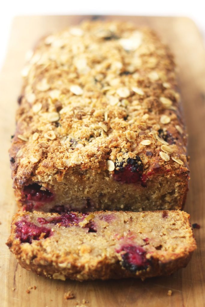 Inside my Apple and Blackberry Crumble Loaf Cake