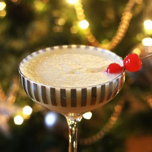 Snowflake cocktail with cherries