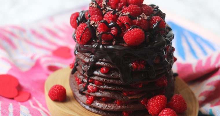 American Style Chocolate and Raspberry Pancakes