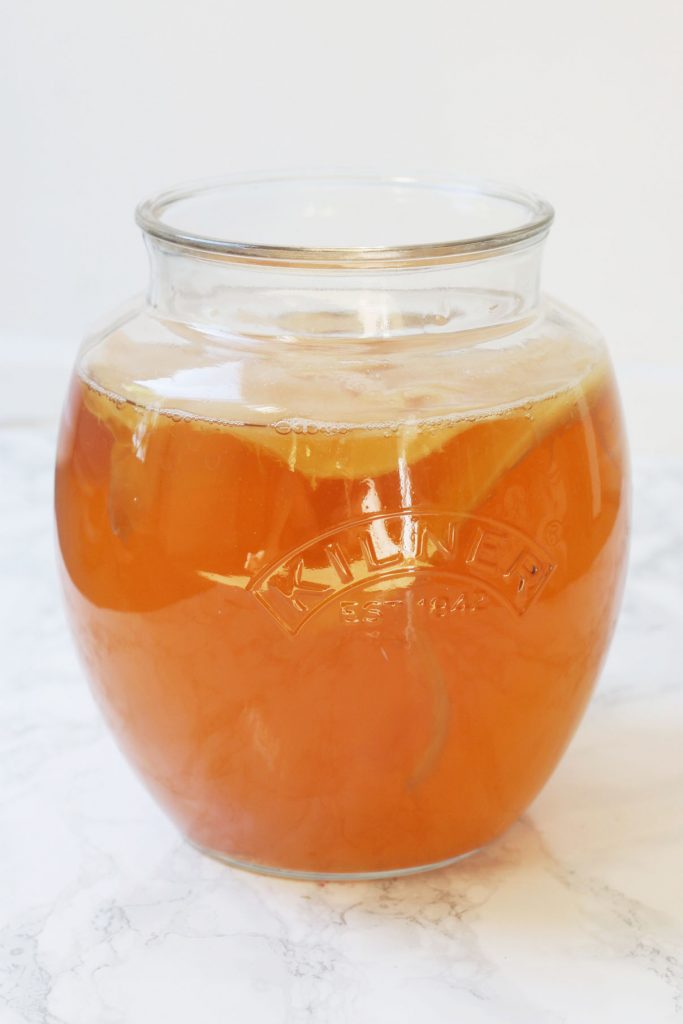 A jar of kombucha