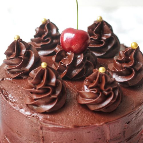 Vegan Chocolate Cherry Cake with Chocolate Buttercream Frosting