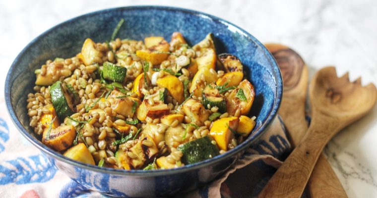 Courgette and Freekeh Salad with Lemon and Mint Dressing