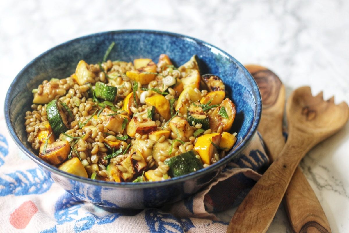 Courgette and Freekeh Salad with Lemon and Mint Dressing