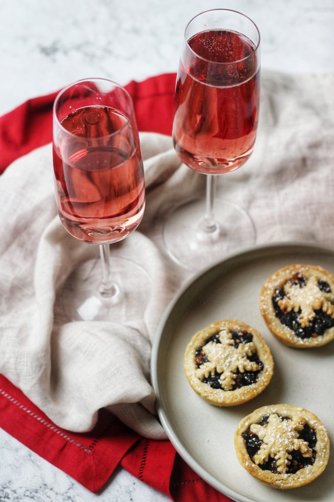 Christmas Royale Cocktail with Mince Pies