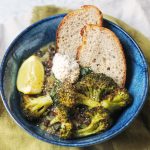 Spicy Lentil and Spinach Stew with Roasted Broccoli