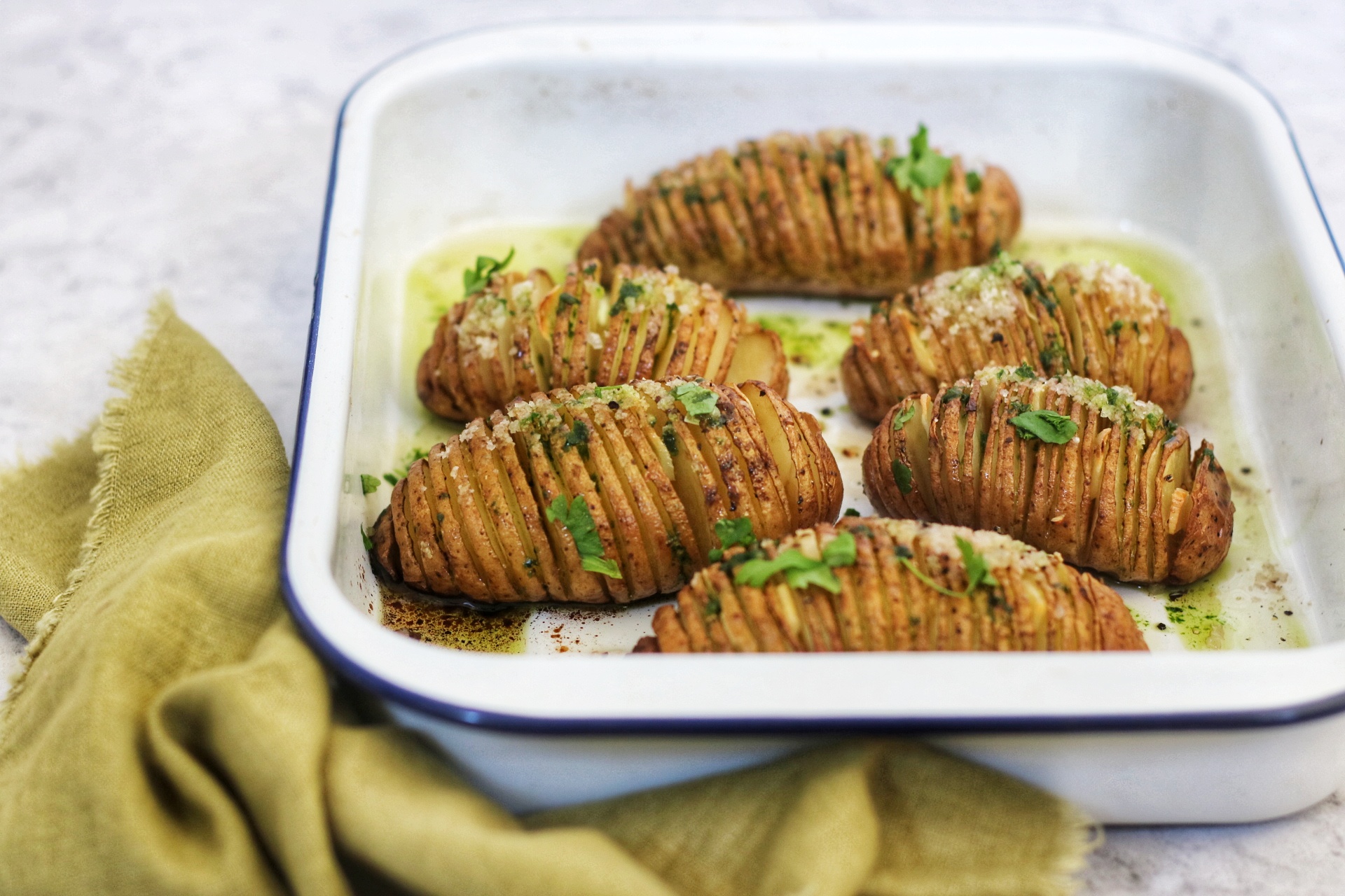 Wild Garlic Hasselback Potatoes - Supper in the Suburbs
