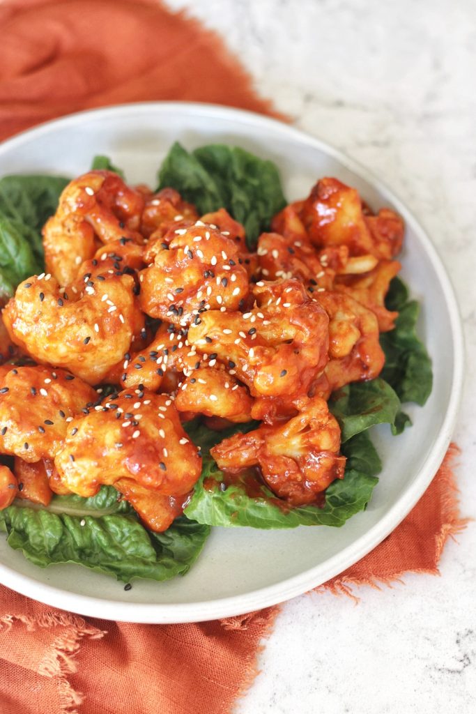 Korean Style Cauliflower Wings with spicy sauce