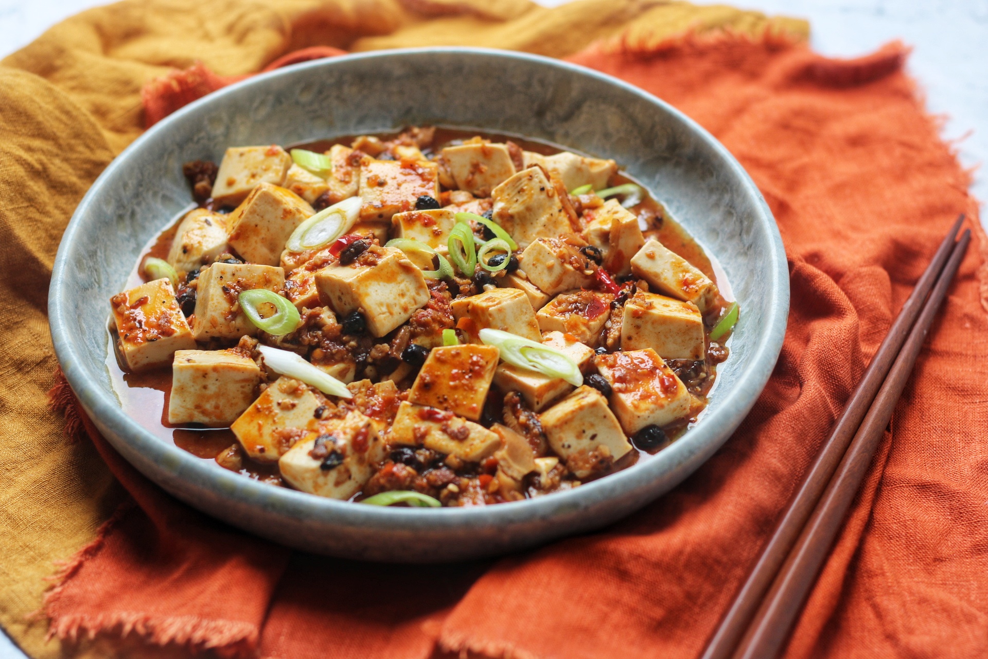 Vegan Mapo Tofu with shitake mushroom
