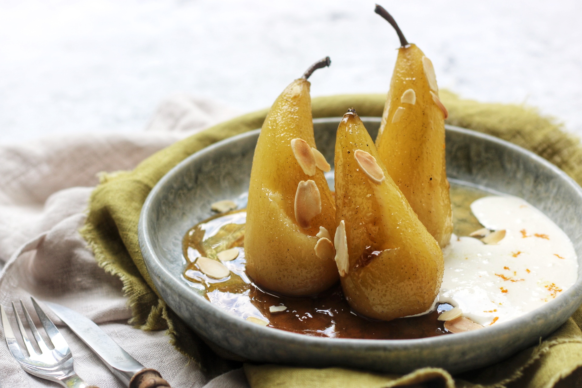 Sweet and Spicy Poached Pears