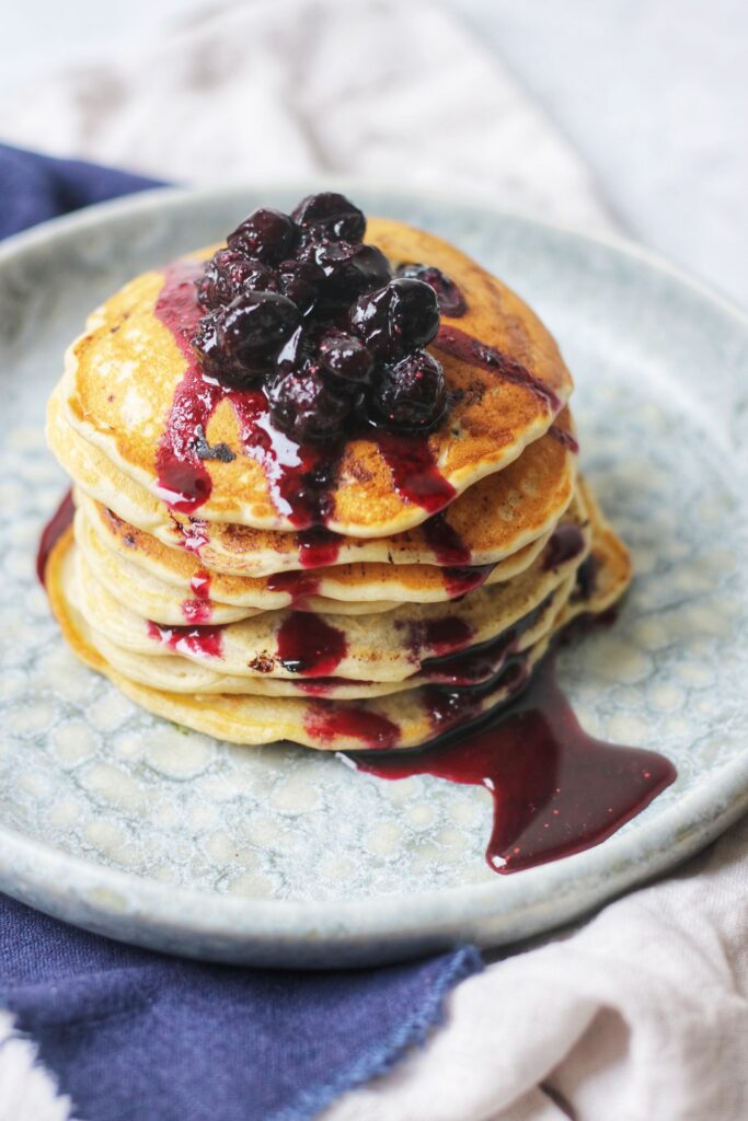 Vegan Blueberry Pancakes with Blueberry Compote