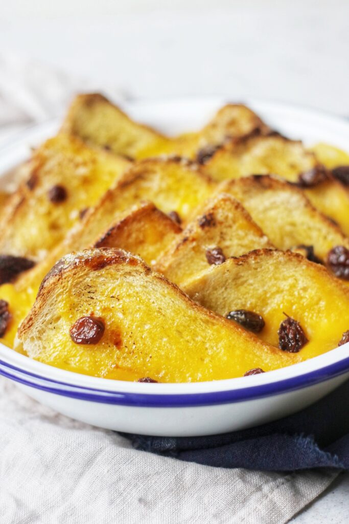 Vegan Bread and Butter Pudding Close Up