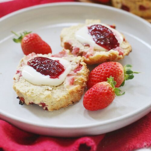 Vegan Strawberry Scones with Cream and Jam
