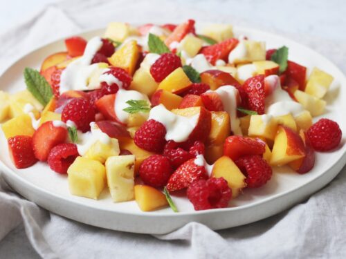 Fresh Fruit Salad with Lime Yogurt Dressing