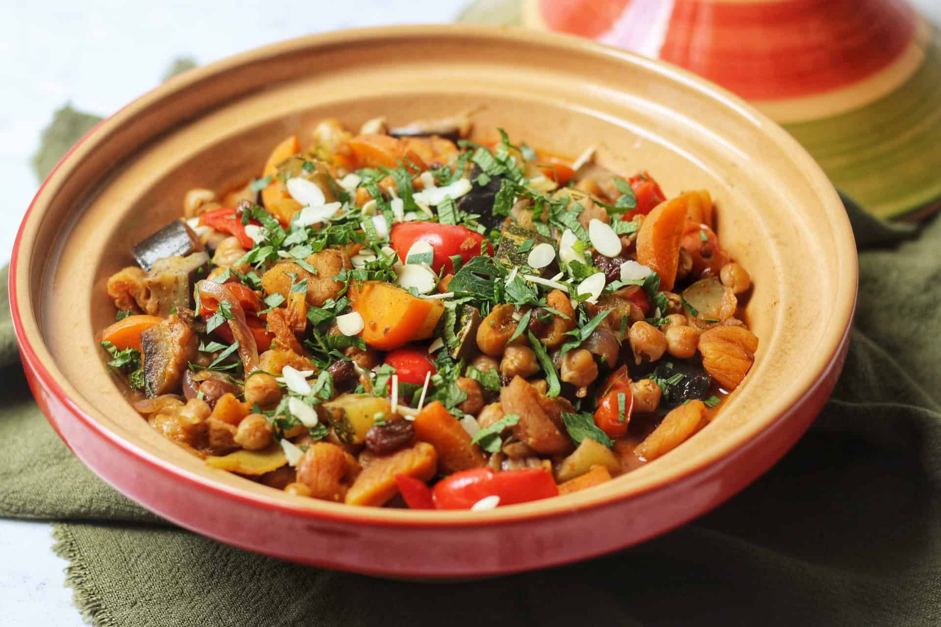 Vegan Tagine in earthenware dish