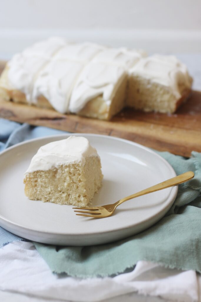 A square of Vegan Tres Leches Cake