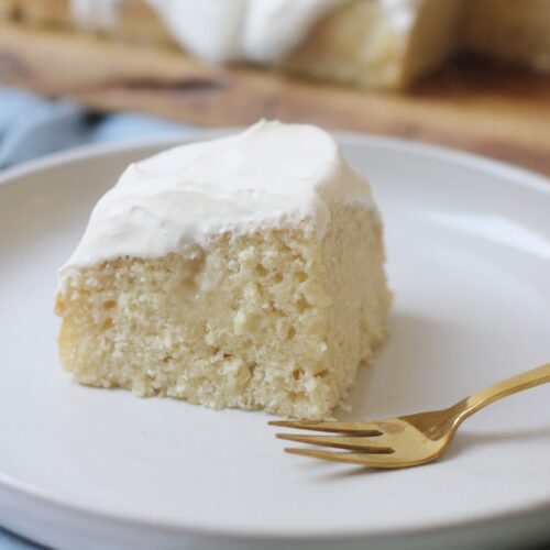 A Square Of Vegan Tres Leches Cake