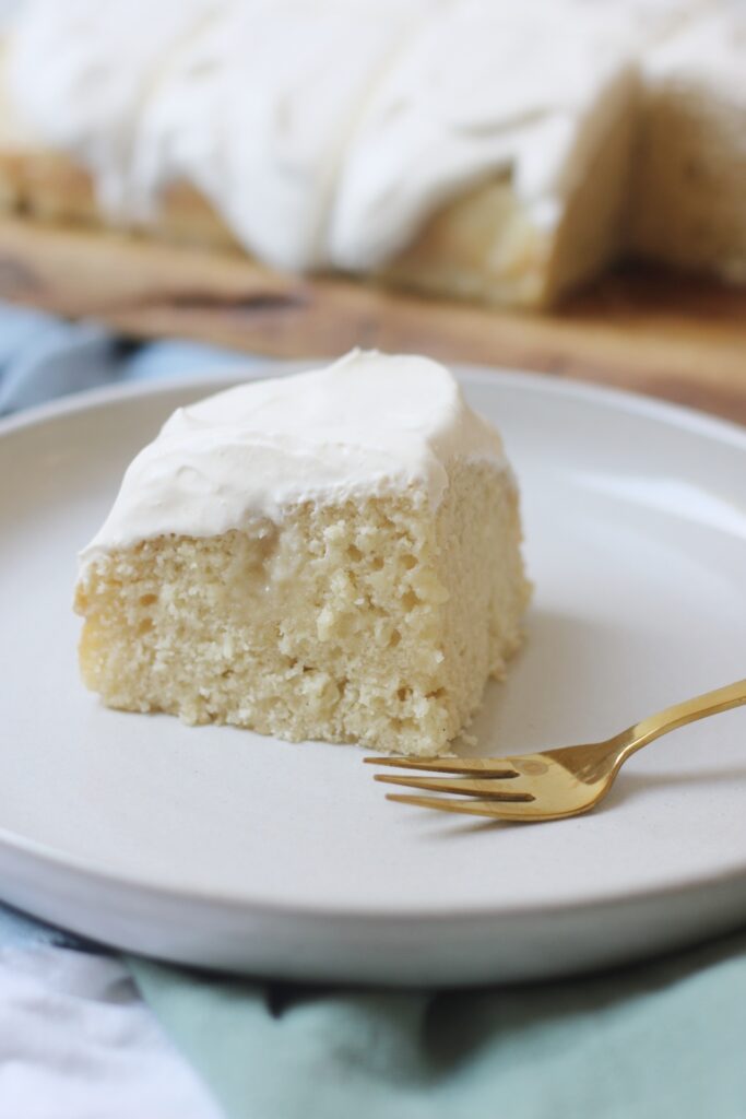 A Square Of Vegan Tres Leches Cake