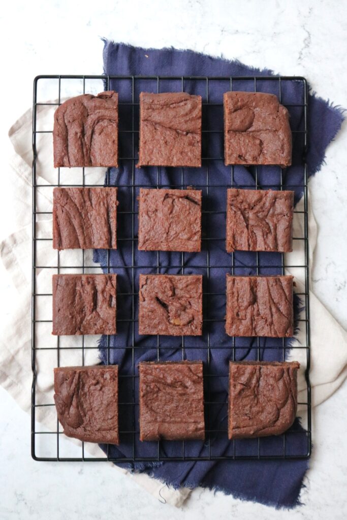 Vegan Chestnut Brownies on a cooling rack