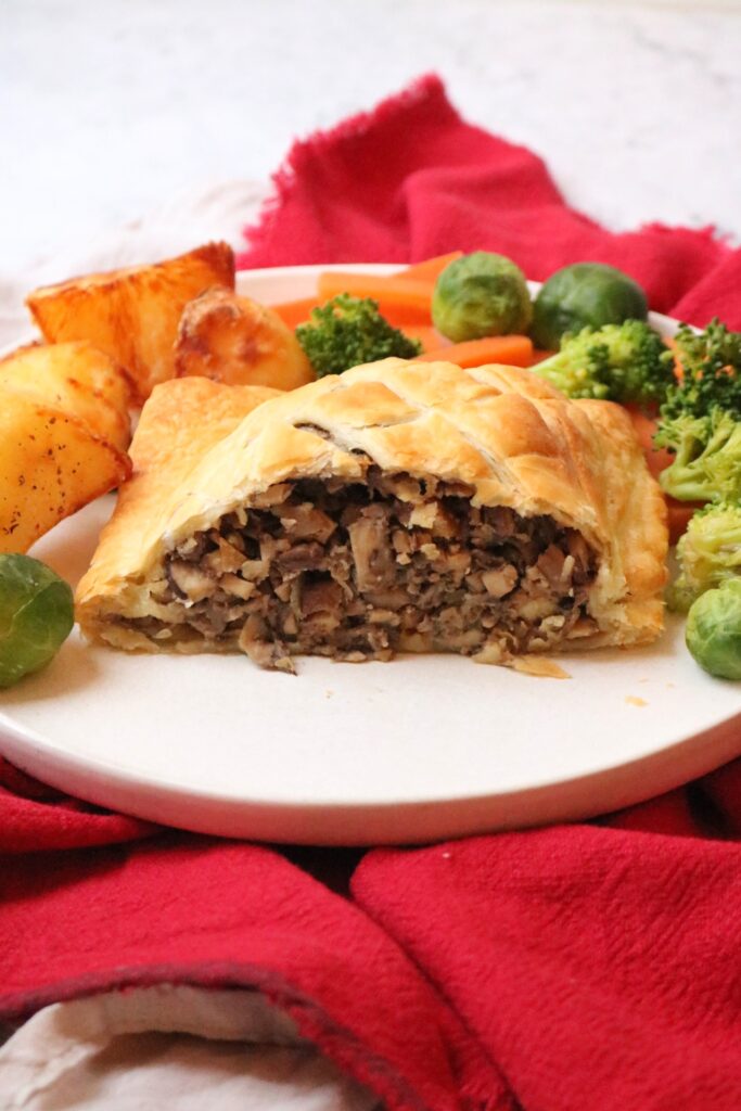 Vegan Chestnut and Mushroom Wellington cross section