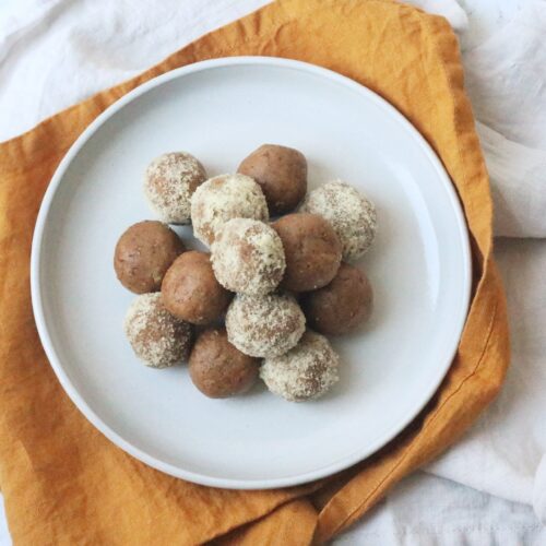 Almond Protein Balls on a plate