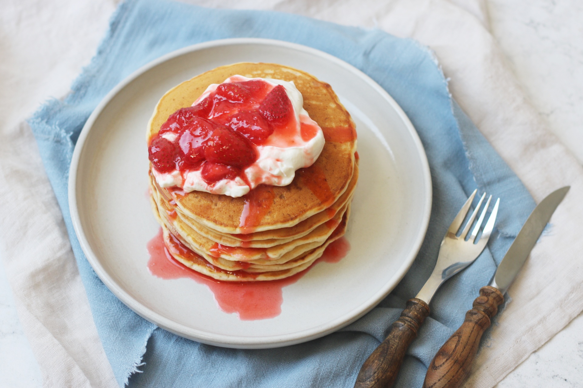 Vegan Strawberries and Cream Pancakes