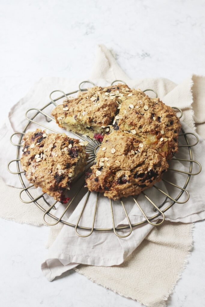 This Vegan Blackberry and Cheese Soda Bread is the perfect mix of sweet and savoury in a tender loaf.