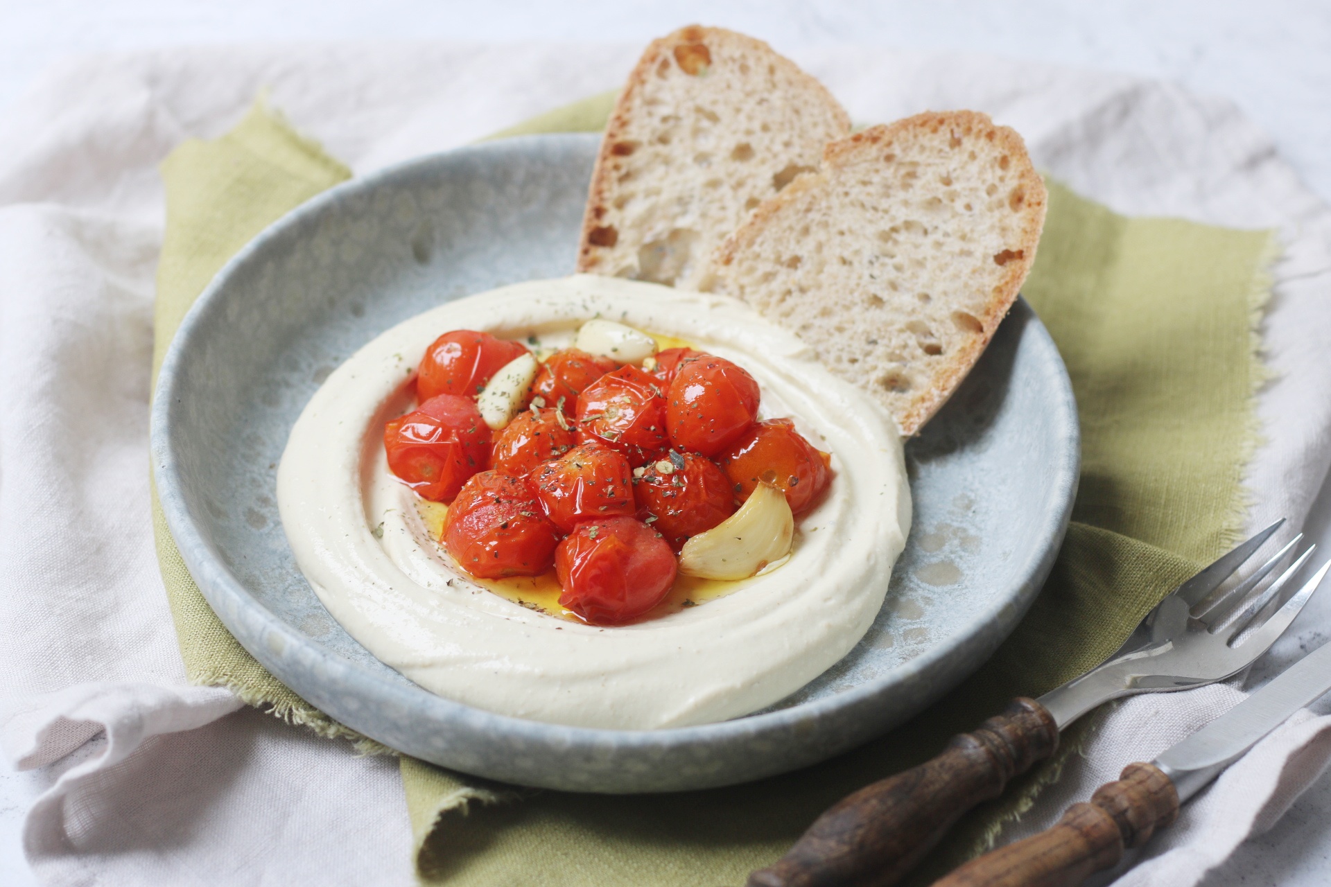 Whipped Tofu “Feta” with roasted tomatoes