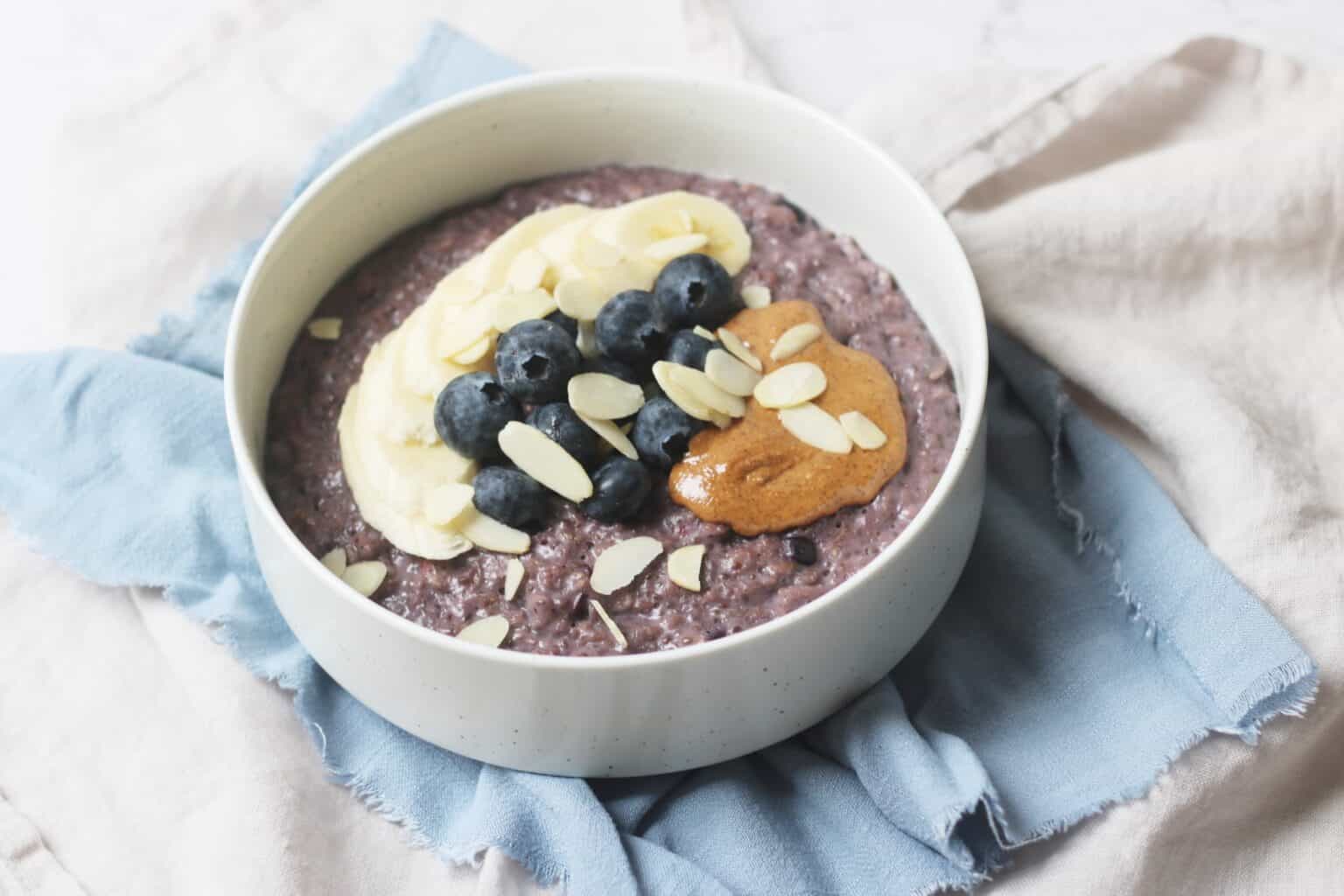 Vegan Blueberry, Chia Seed and Almond Porridge - Supper in the Suburbs