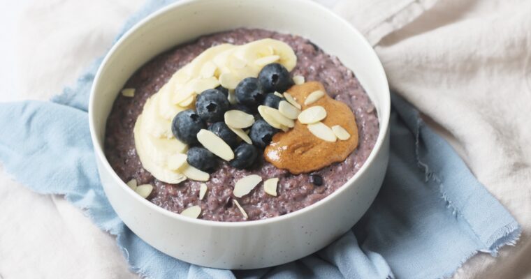 Vegan Blueberry, Chia Seed and Almond Porridge