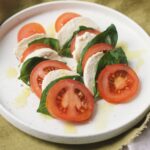 Caprese Salad made with Homemade Vegan Mozzarella Cheese Balls