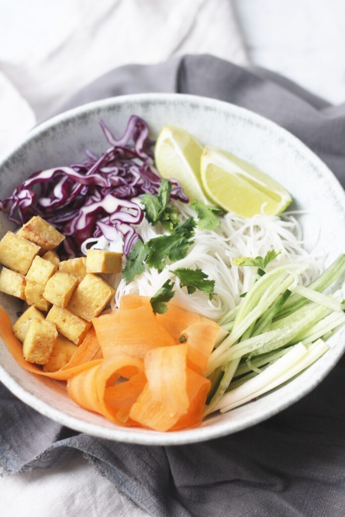Rice Noodle Salad with Crispy Tofu