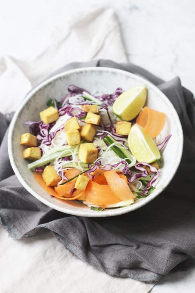 Rice Noodle Salad with Crispy Tofu