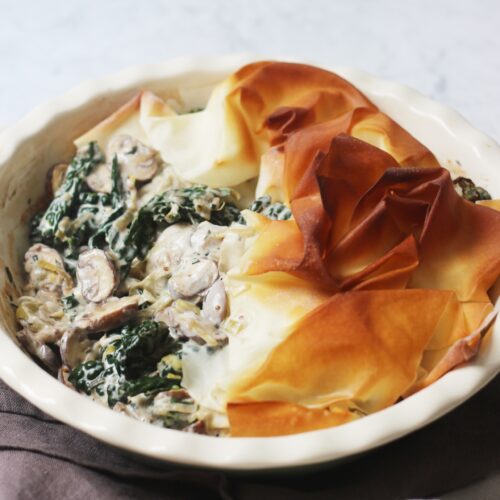 Vegan Mushroom and Kale Filo Pie